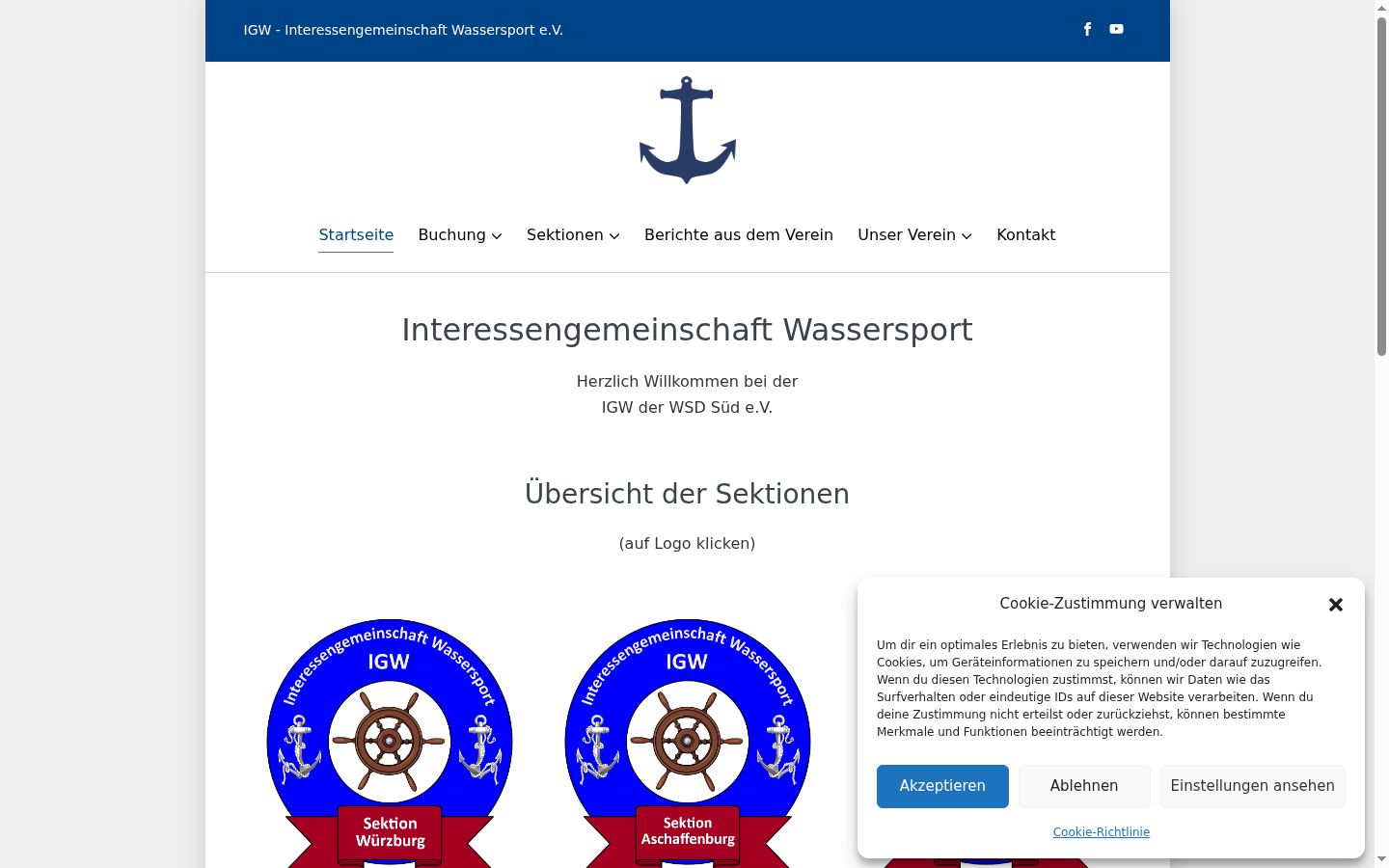 Screenshot des Einwilligungsbanners vor jeglicher Interaktion