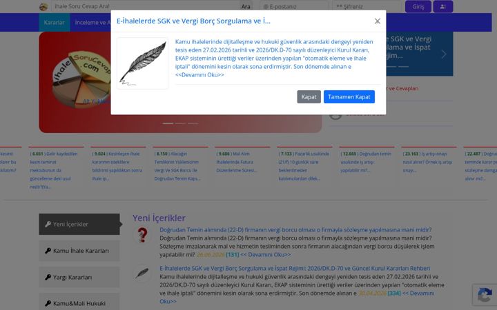 Screenshot of ihalesorucevap.com