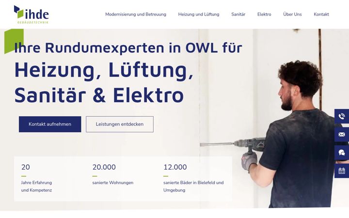 Screenshot of ihde-gebaeudetechnik.de