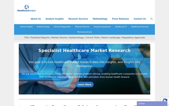 Snímek obrazovky ihealthcareanalyst.com