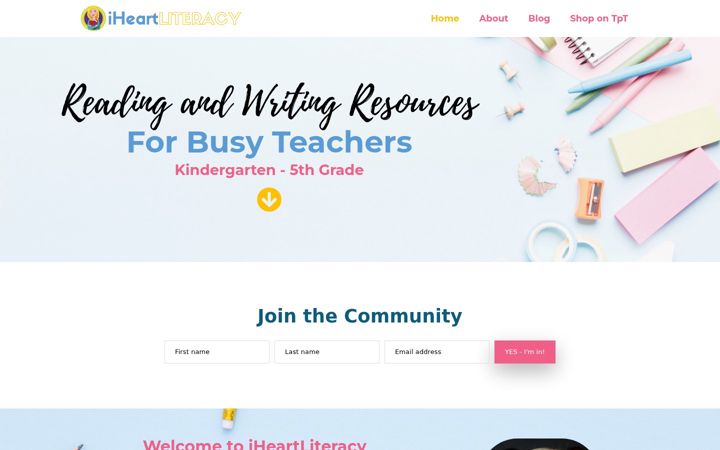 Snímek obrazovky iheartliteracy.com