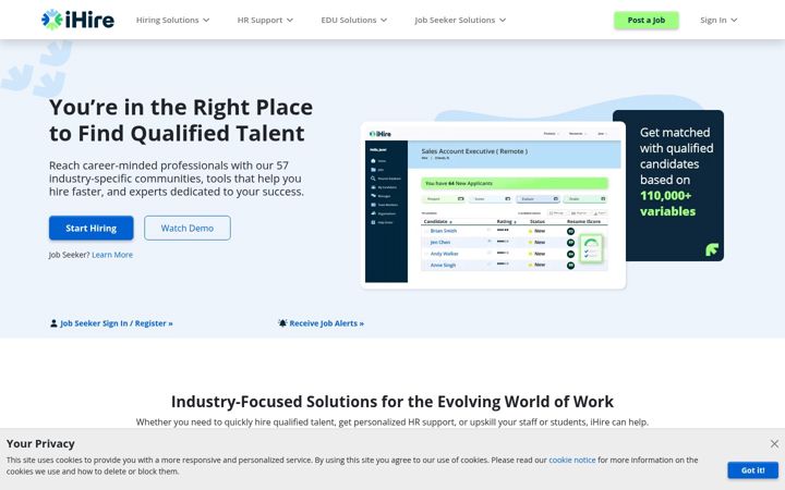 Screenshot of ihire.com