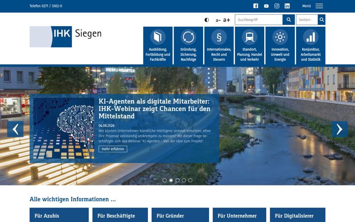 Screenshot of ihk-siegen.de