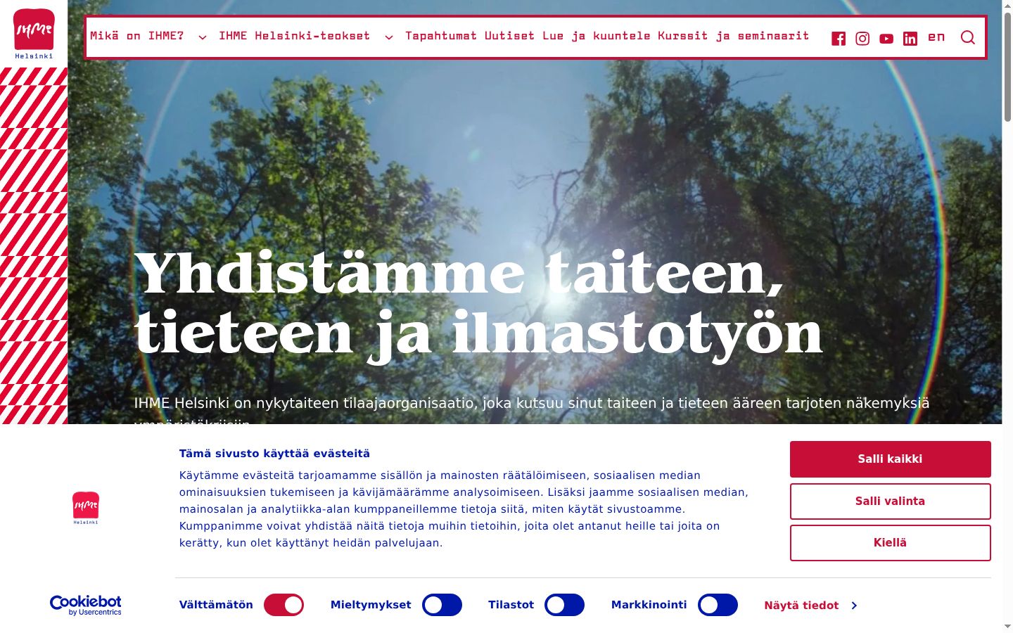 Snimka zaslona bannera za privolu prikazanog prije bilo kakve interakcije