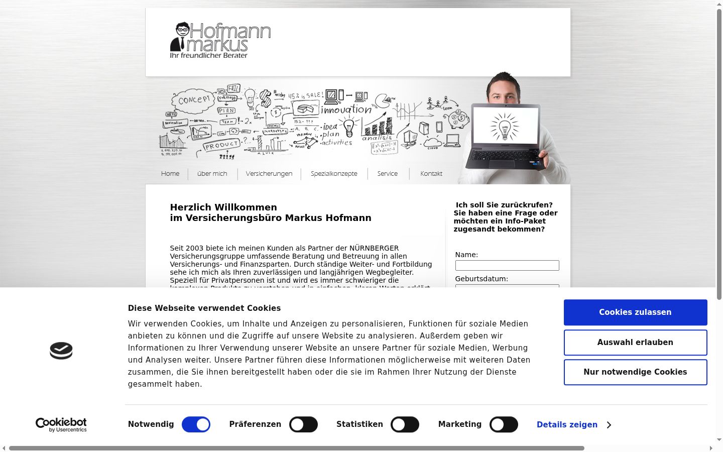 Screenshot del banner di consenso mostrato prima di qualsiasi interazione