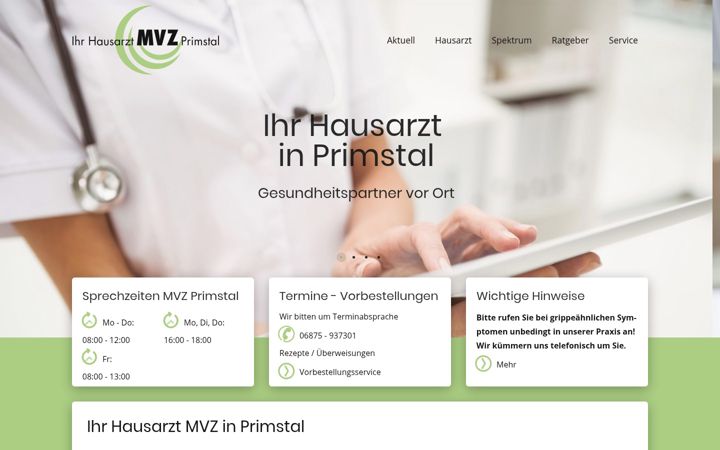 Screenshot of ihr-hausarzt-primstal.de