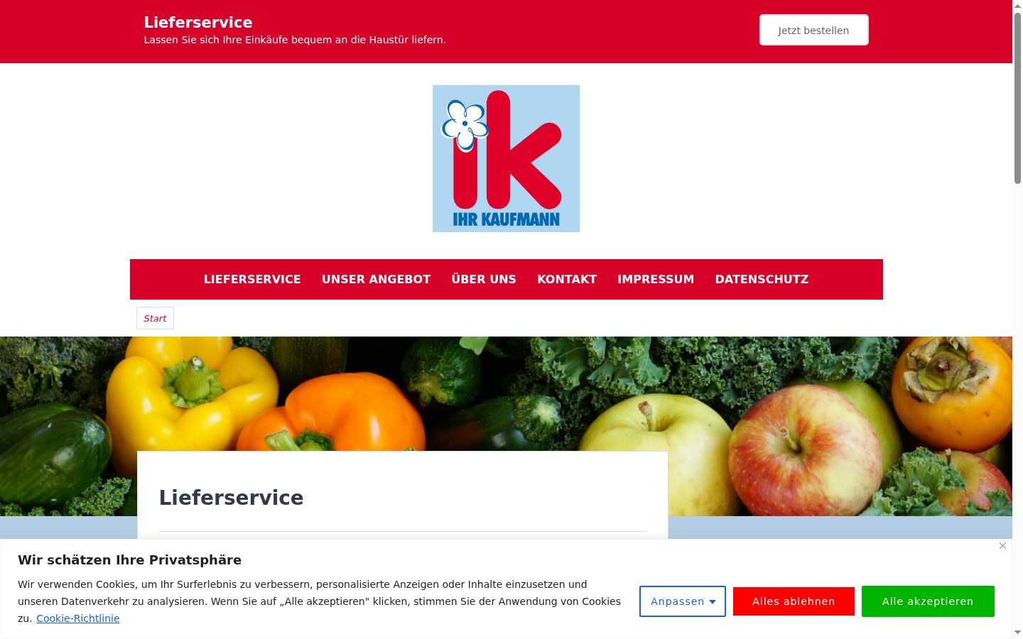 Posnetek zaslona pasice za privolitev, prikazane pred kakršno koli interakcijo