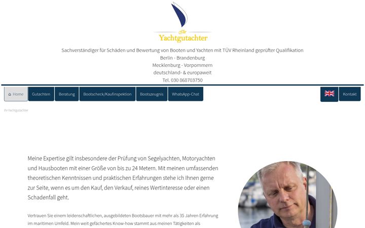 Screenshot of ihr-yachtgutachter.de