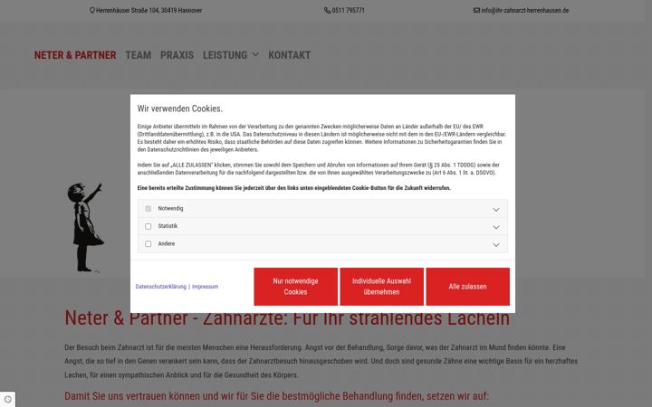 Screenshot of ihr-zahnarzt-herrenhausen.de