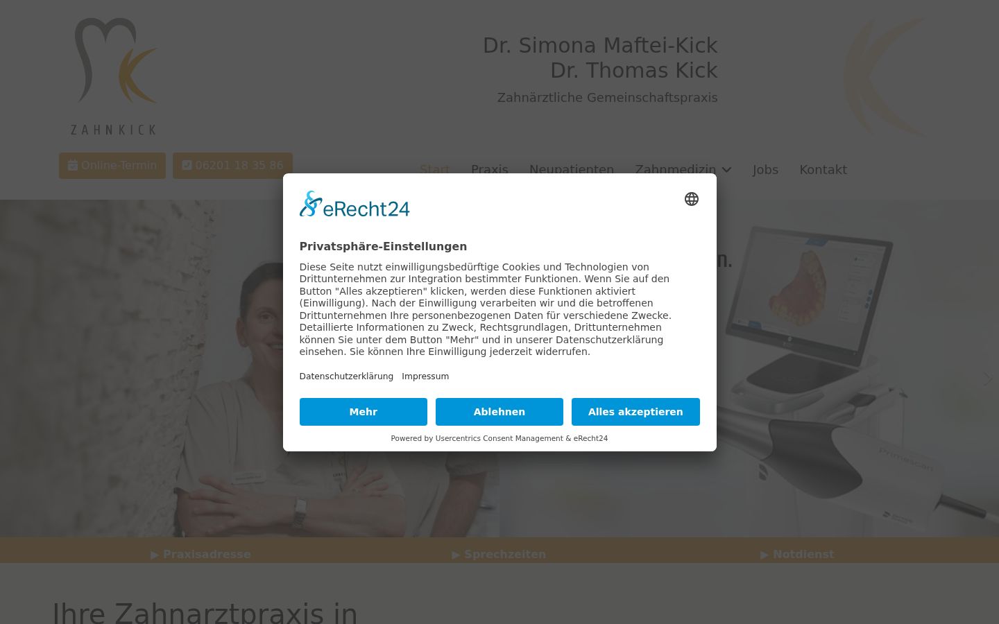 Screenshot del banner di consenso mostrato prima di qualsiasi interazione
