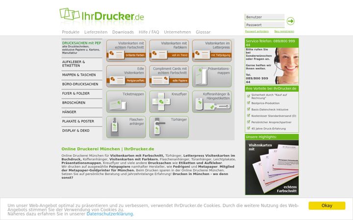 Screenshot of ihrdrucker.de