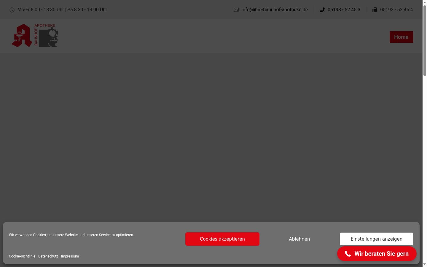 Captura de pantalla del banner de consentimiento mostrado antes de cualquier interacción