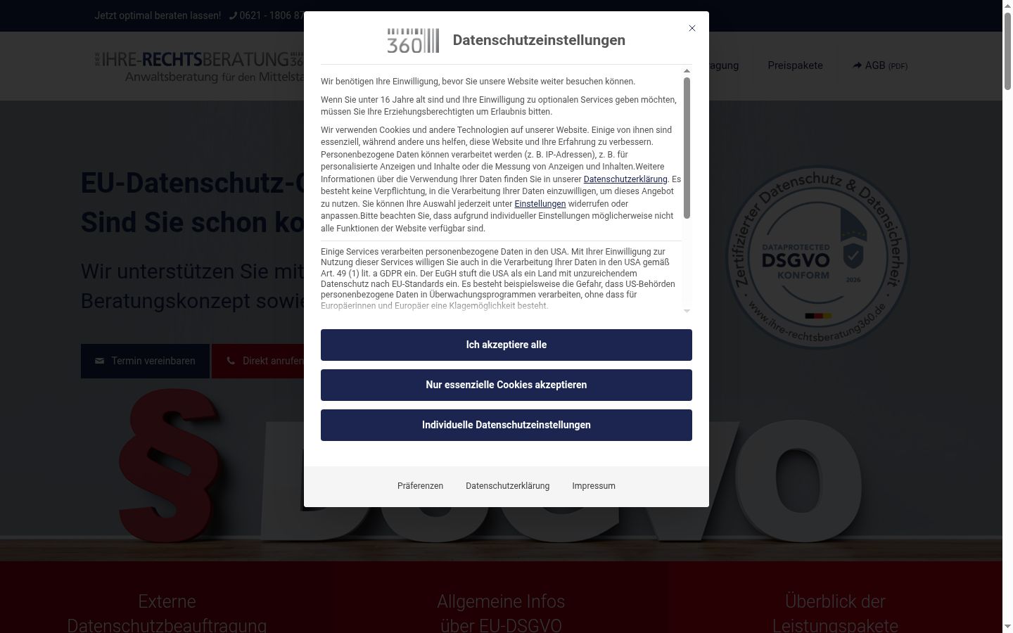 Zrzut ekranu banera zgody wyświetlanego przed jakąkolwiek interakcją