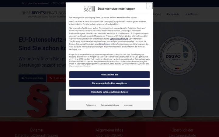 Screenshot of ihre-rechtsberatung360.de