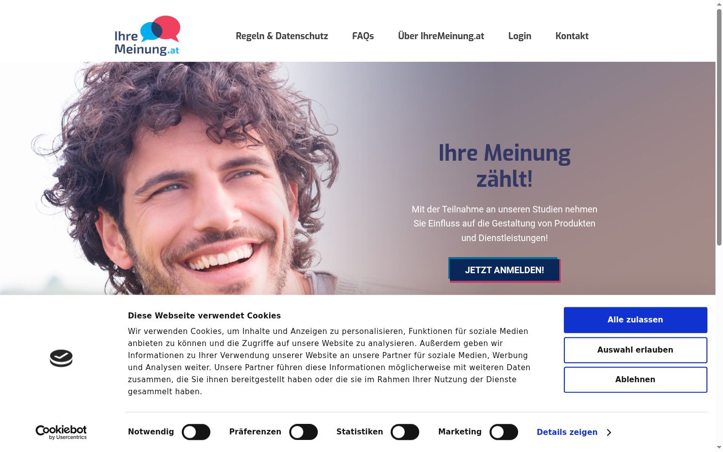 Screenshot of the consent banner shown before any interaction