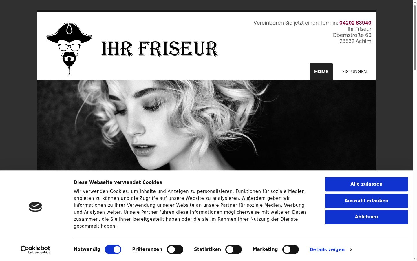 Captura de ecrã do banner de consentimento apresentado antes de qualquer interação