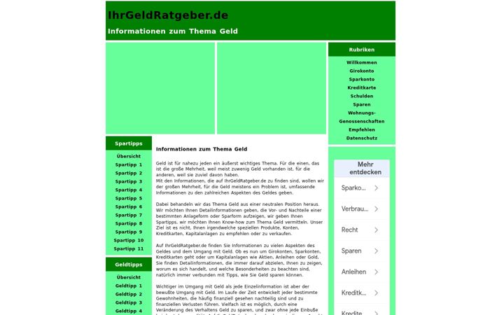 Screenshot of ihrgeldratgeber.de