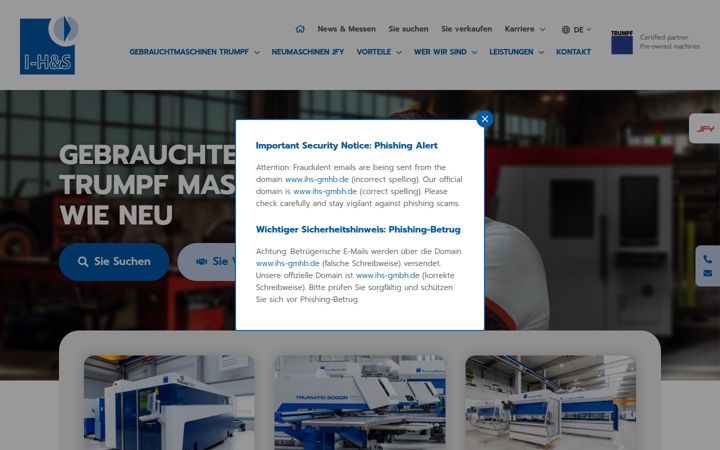 Snímek obrazovky ihs-gmbh.de