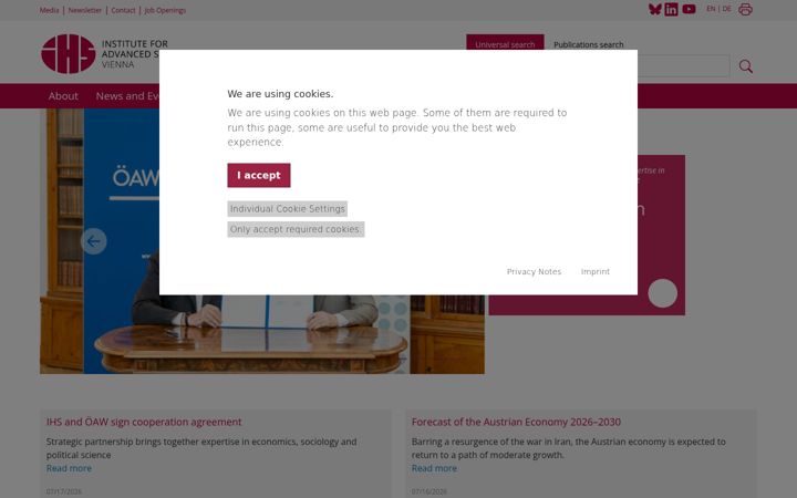 Screenshot von ihs.ac.at
