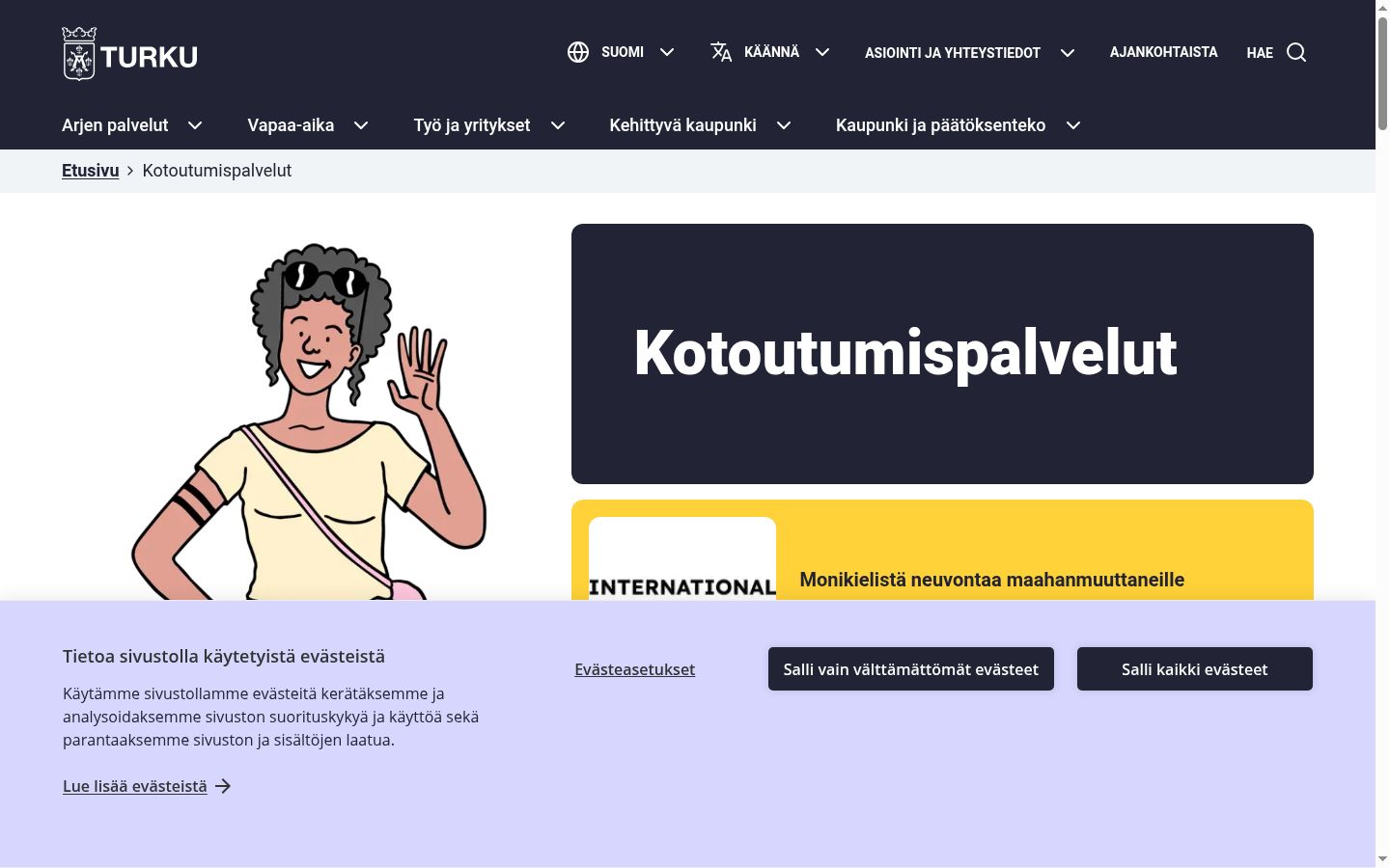 Ekrānuzņēmums ar piekrišanas baneri, kas tika rādīts pirms jebkādas mijiedarbības