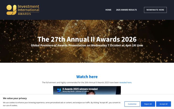 Snímek obrazovky ii-awards.com