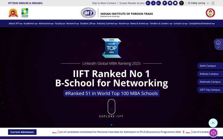 Screenshot of iift.ac.in