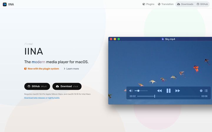 Screenshot of iina.io
