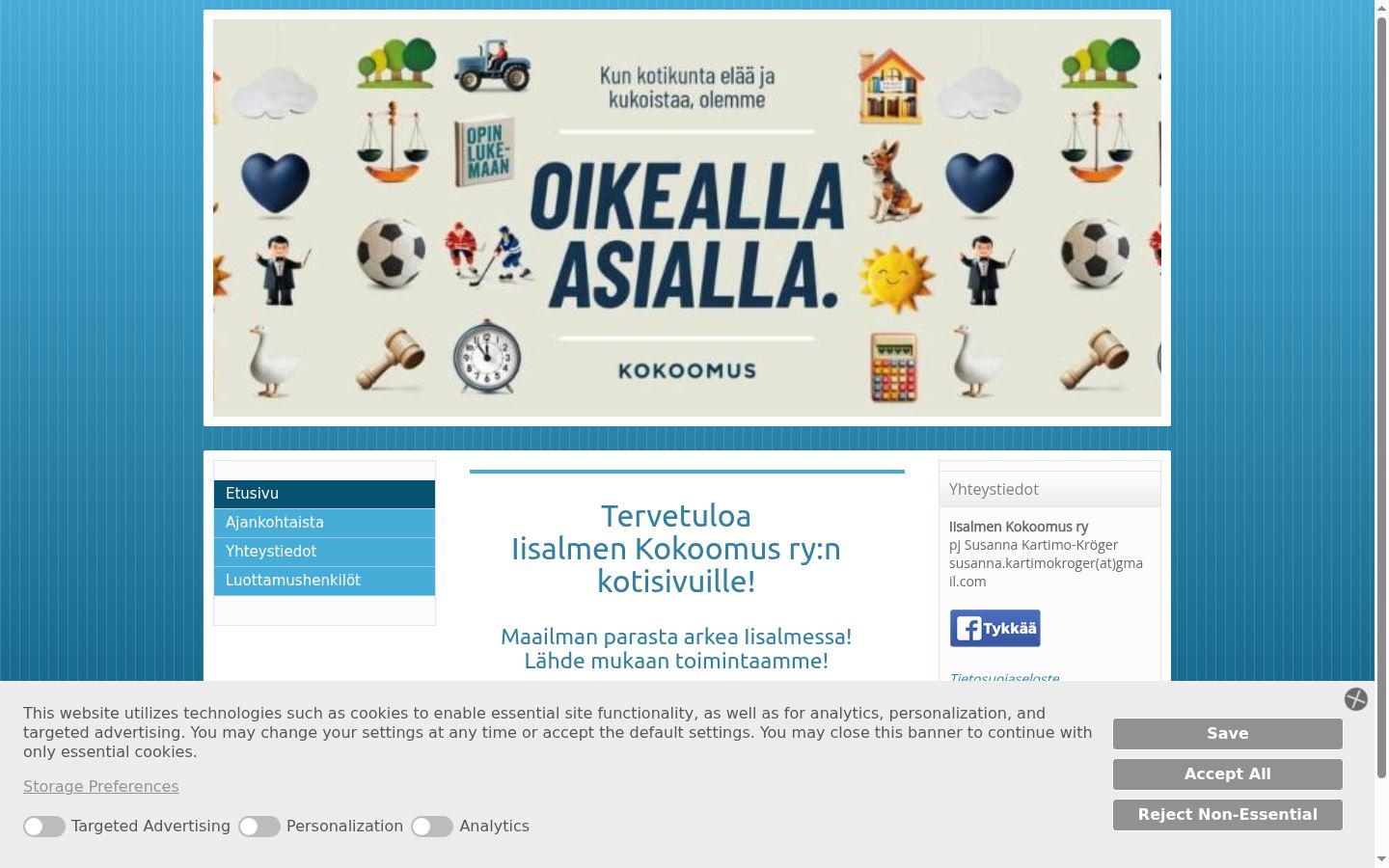 Captura de ecrã do banner de consentimento apresentado antes de qualquer interação