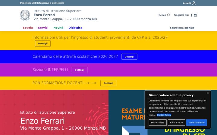 Screenshot of iisenzoferrarimonza.edu.it