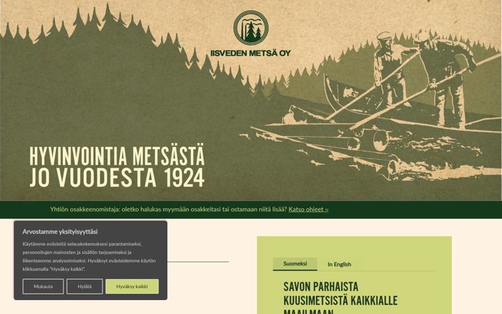 Screenshot of iisvedenmetsa.fi