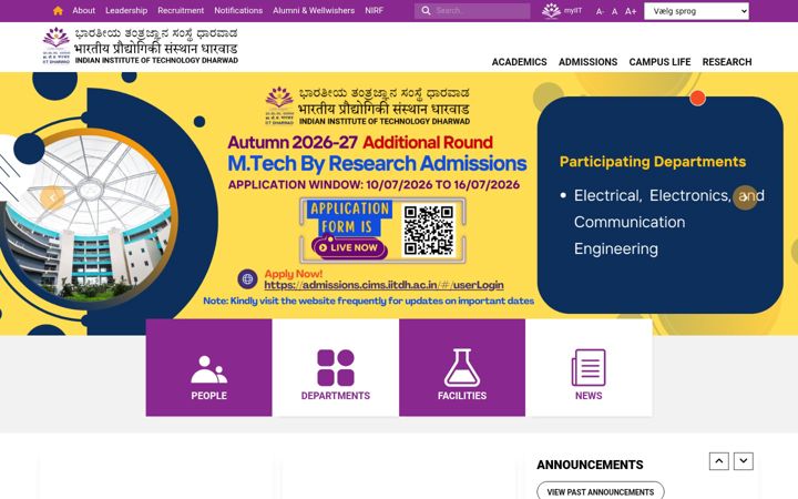 Screenshot of iitdh.ac.in