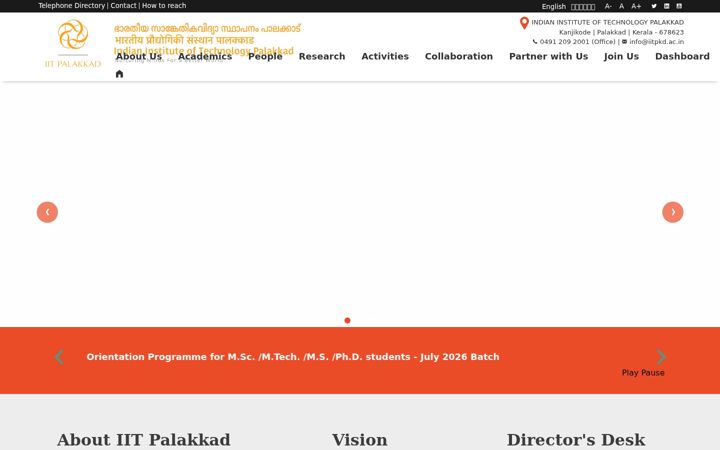 Screenshot of iitpkd.ac.in