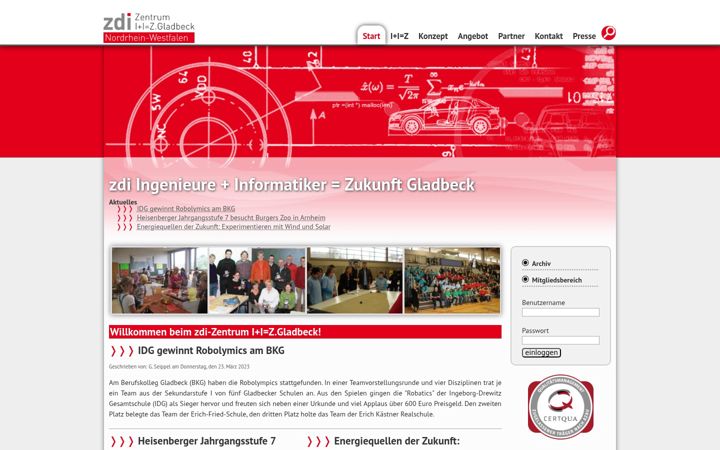 Screenshot of iiz-gladbeck.de