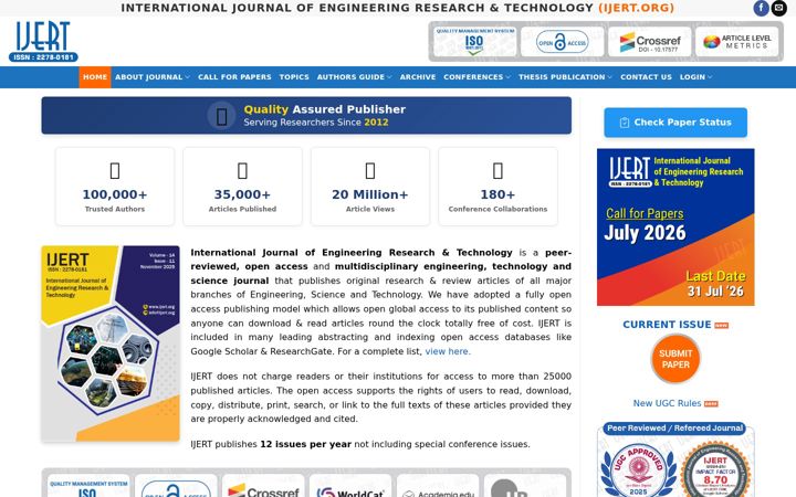 Screenshot of ijert.org