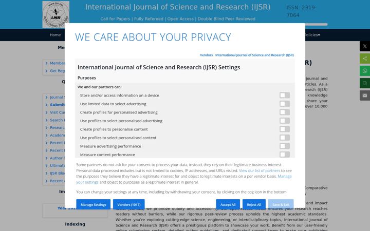 Screenshot of ijsr.net