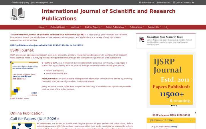 Screenshot von ijsrp.org