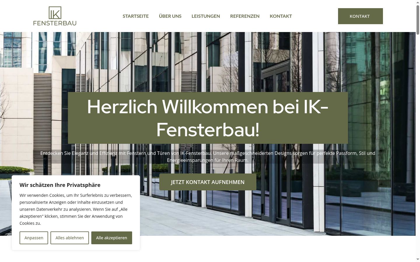 Screenshot des Einwilligungsbanners vor jeglicher Interaktion