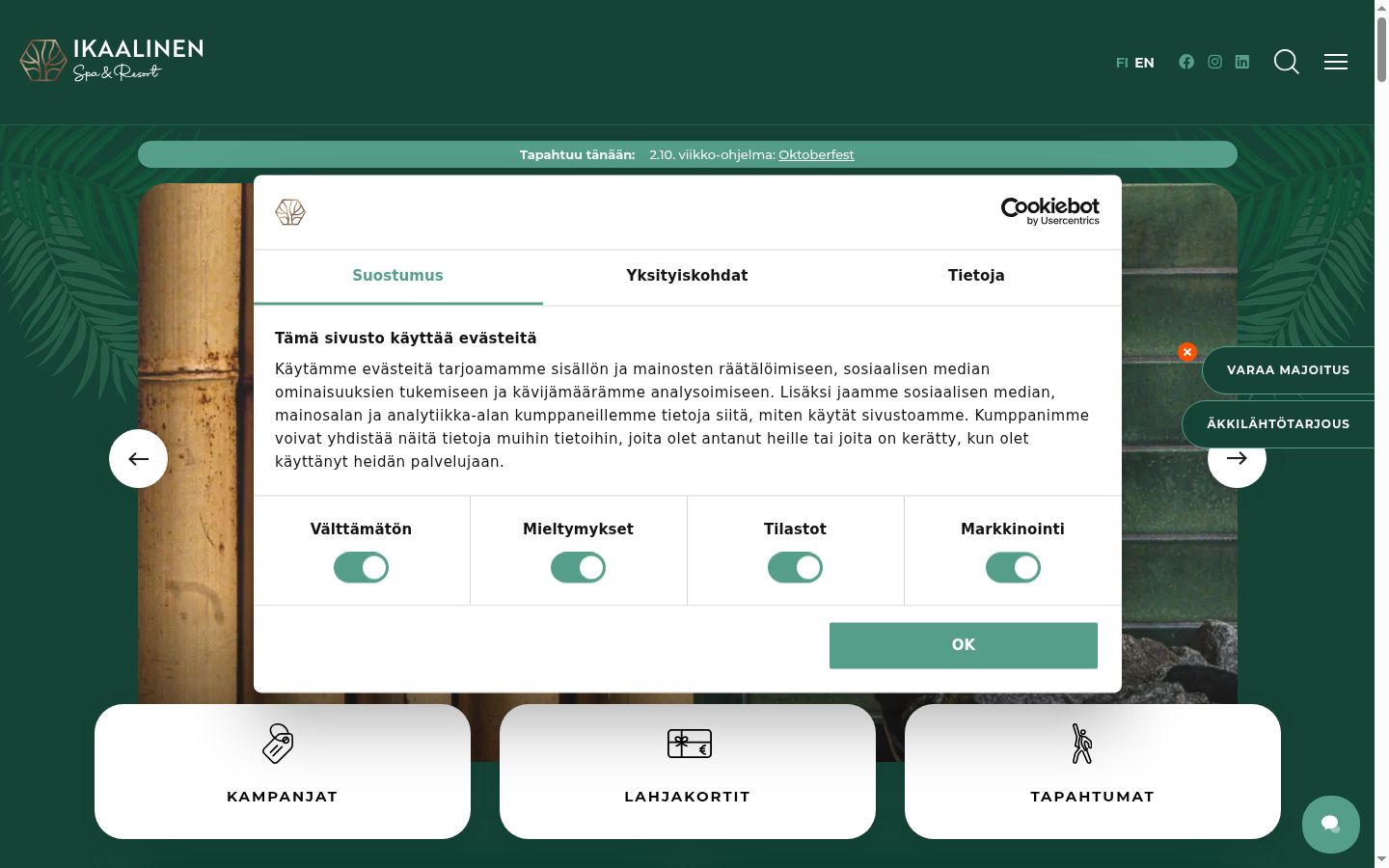 Screenshot tal-banner tal-kunsens muri qabel kwalunkwe interazzjoni