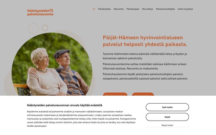Captură de ecran a ikaantyneidenpalveluneuvonta.fi