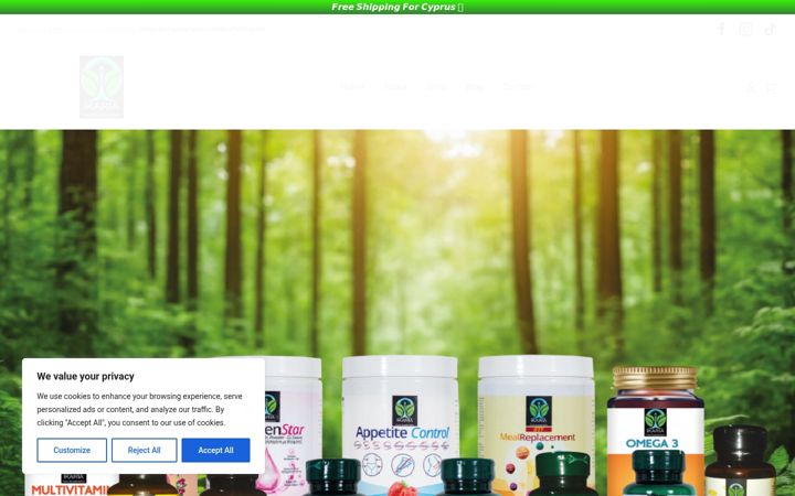 Screenshot of ikariafoodsupplements.com
