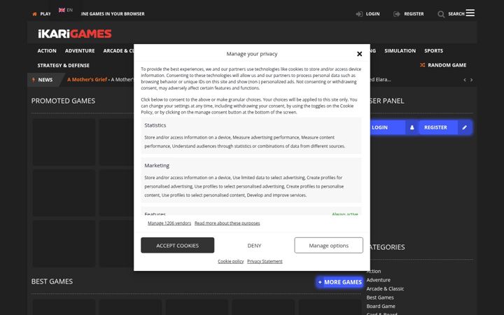 Screenshot of ikarigames.com