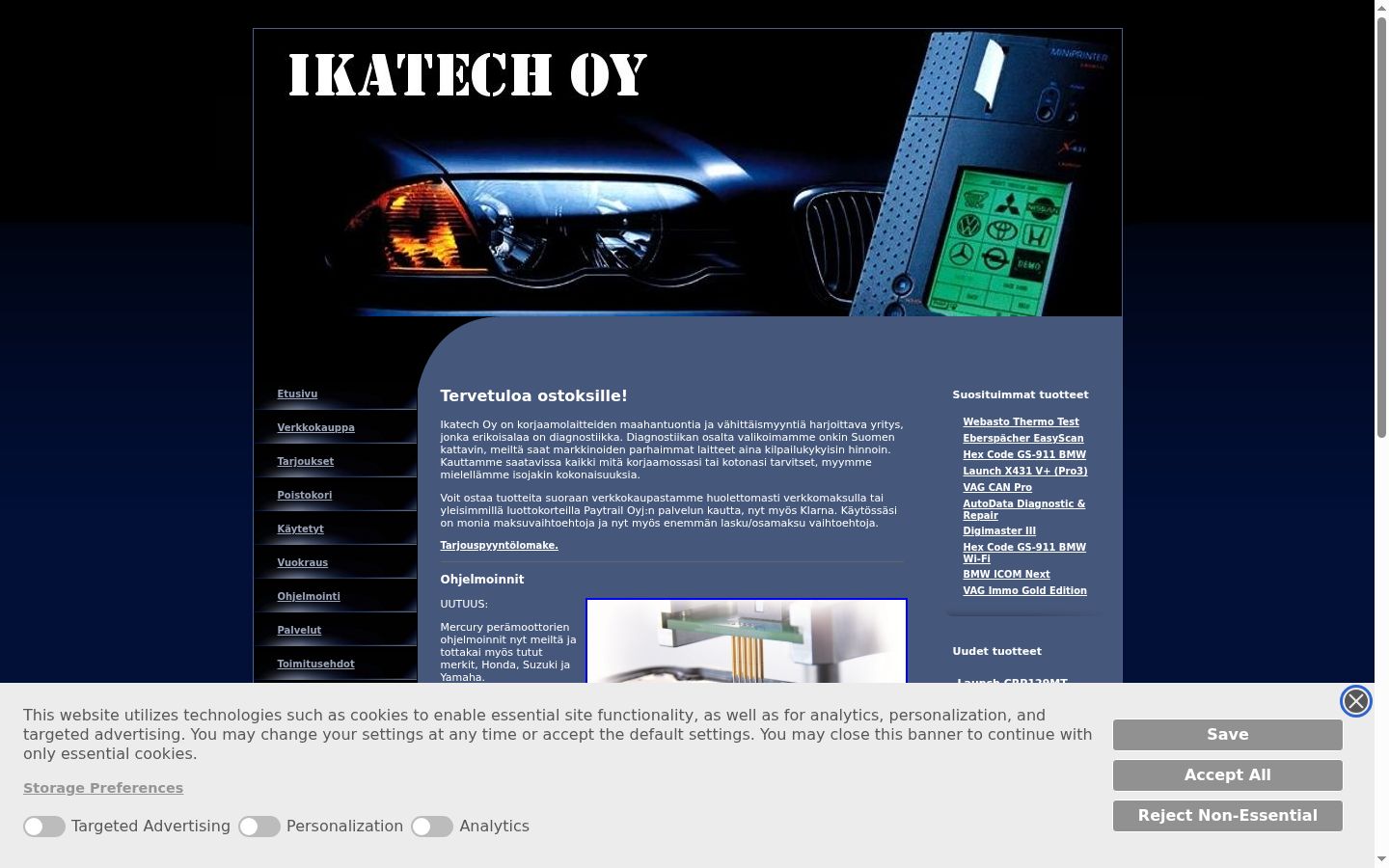 Screenshot del banner di consenso mostrato prima di qualsiasi interazione