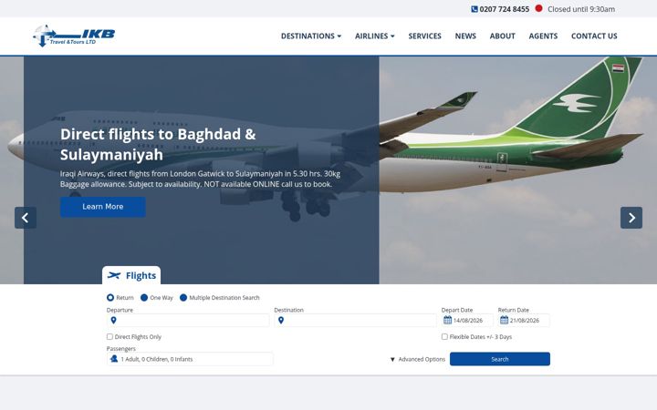 Screenshot of ikbtravel.com