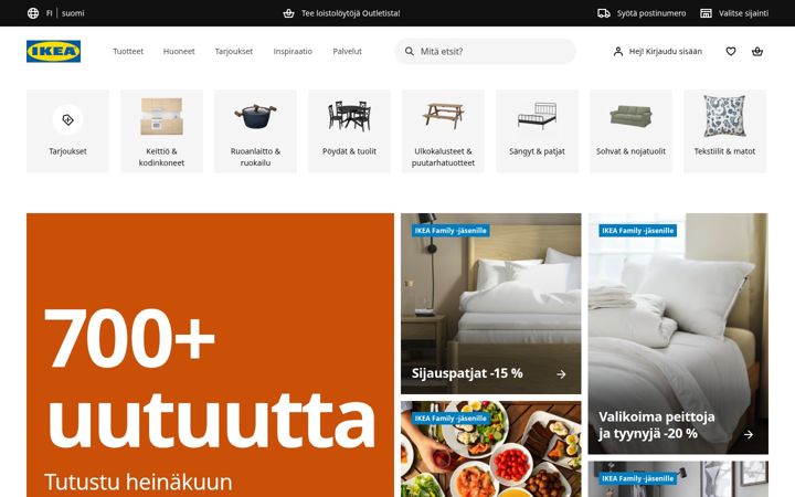 Screenshot of ikea.fi