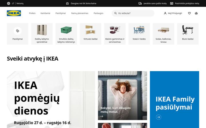 Posnetek zaslona ikea.lt