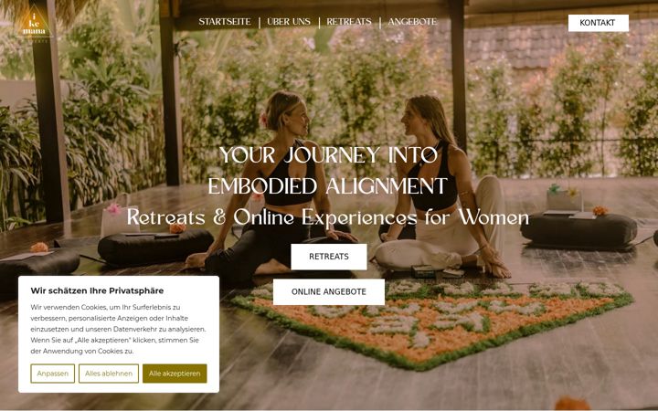 Skærmbillede af ikemana-retreats.com