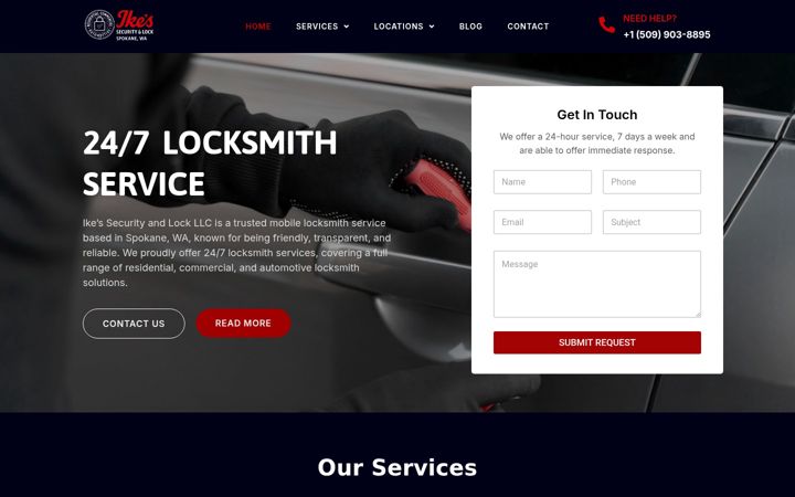 Skærmbillede af ikeslocksmithspokane.com