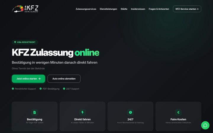 Screenshot of ikfzdigitalzulassung.de