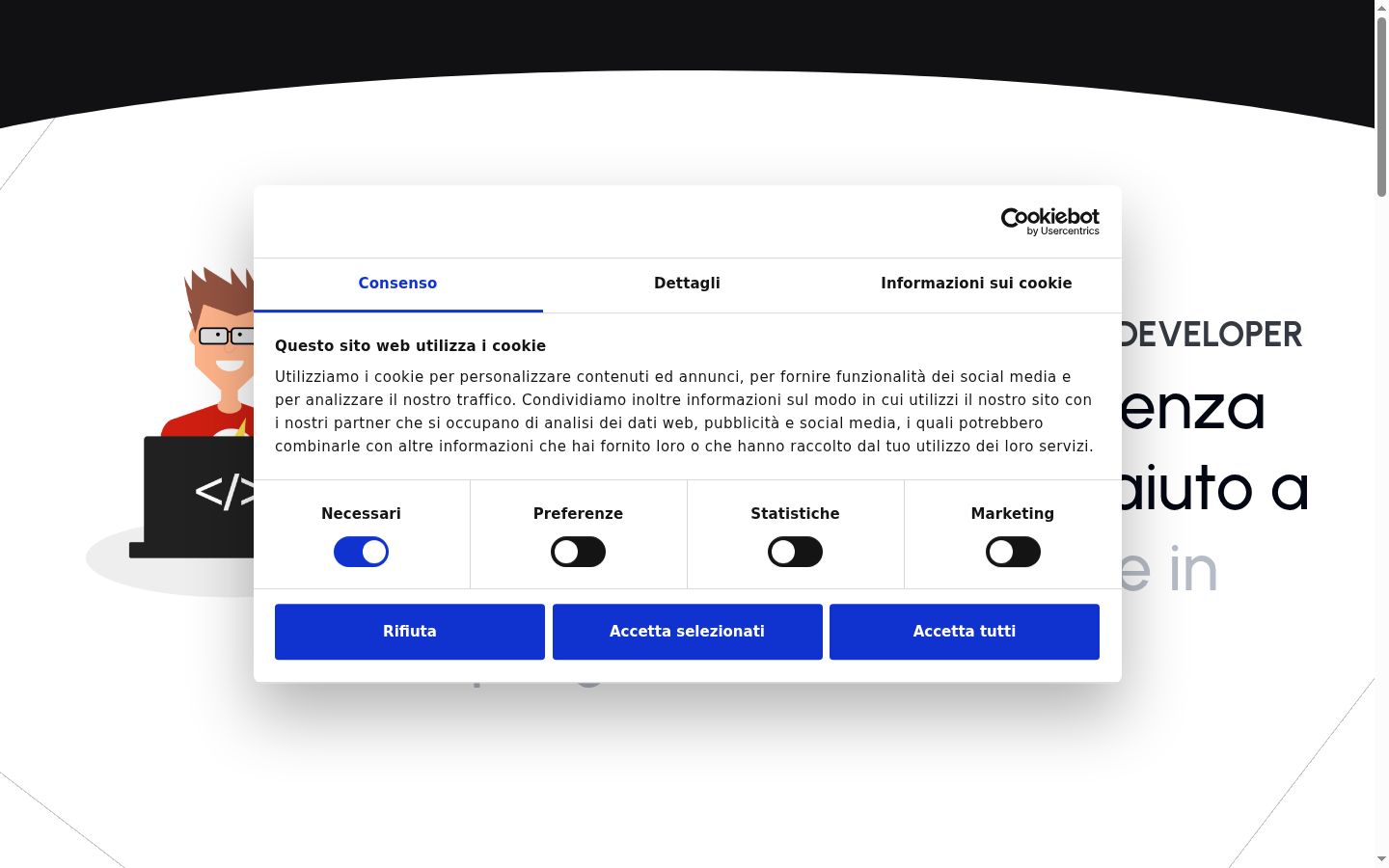 Captura de pantalla del banner de consentimiento mostrado antes de cualquier interacción