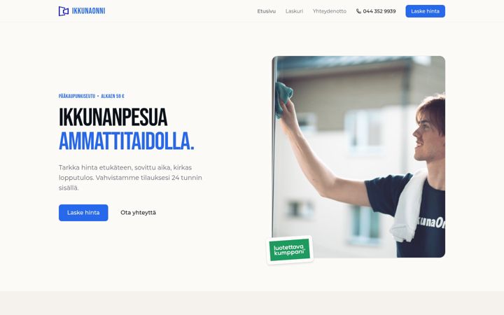 Screenshot of ikkunaonni.fi